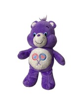 Care Bear Share Bear Plush Purple Embroidered Tummy Stuffed Animal Blue Eyes Toy