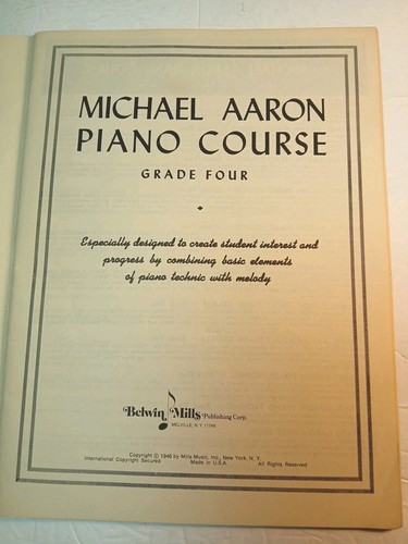 Curso de Piano Michael Aaron Grado 4 Enfoque Moderno para Estudio de Piano Belwin Mills - Imagen 3 de 4