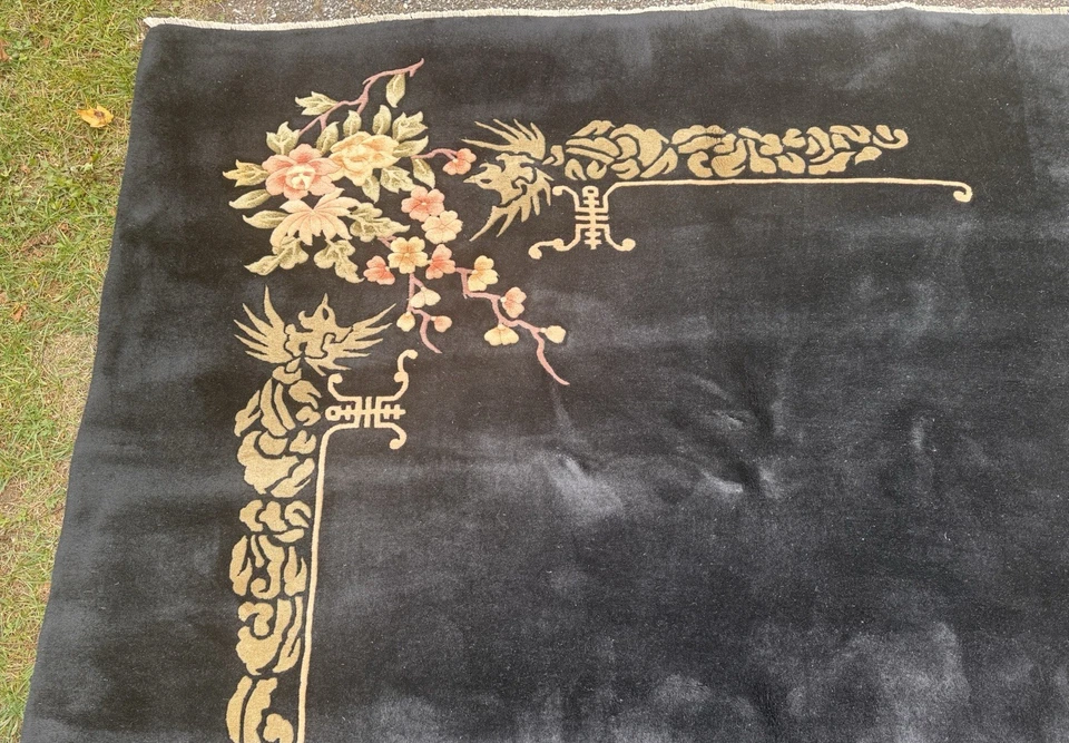 c1920s ANTIQUE MINT ART DECO WALTER NICHOLS CHINESE RUG 8X10  Ft ROOM SIZE - Image 4 of 4