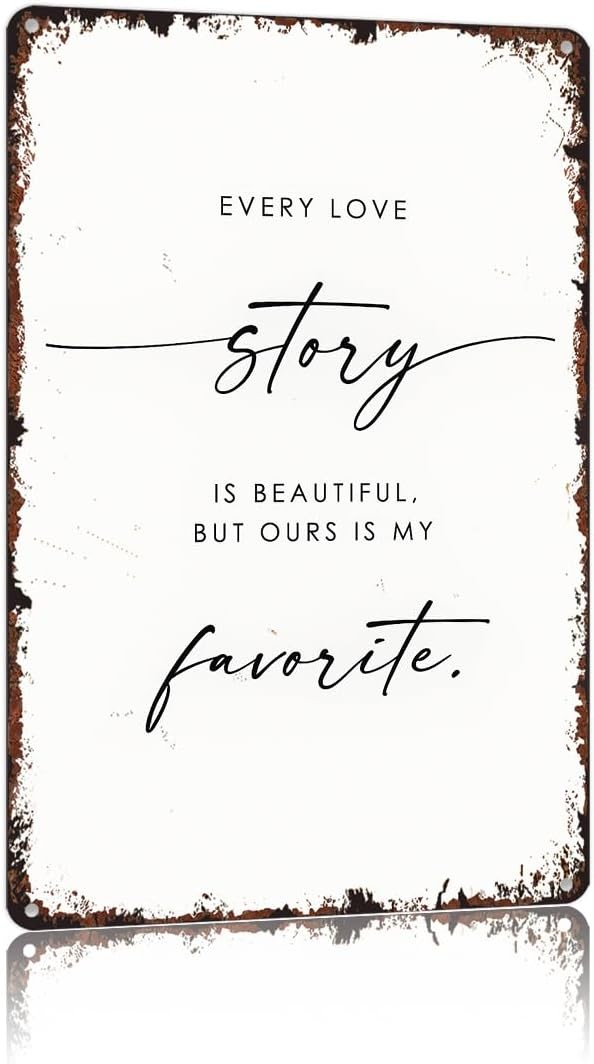 Vintage Tin Metal Signs Home Décor, 12 X 8 Inch, Every Love Story Is Beautiful,