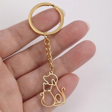 My Shape Lovely Dog Cat Pendant Keychain Stainless Steel Key Ring for Animal Pup