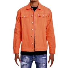 Vandal Streetwear Mens Large Cotton Twill Trucker Jacket Dusty Orange