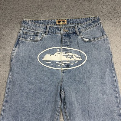 Corteiz Denim Genes Alcatraz Baggy Jeans Men Size 34x34 Blue Light