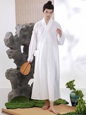 Hanfu Ming Dynasty Woman Cross Collar Taoist Robe Chinese Style White Bottoming