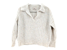 Elie Tahari Cream Knit Collared V-Neck Sweater Size XS-M