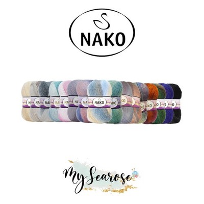 5 x NAKO Mohair Delicate Colorflow Handstrickgarn 