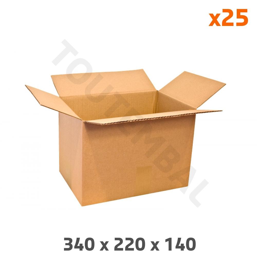 Caisse en carton brun rigide 340 x 220 x 140 mm à rabats normaux