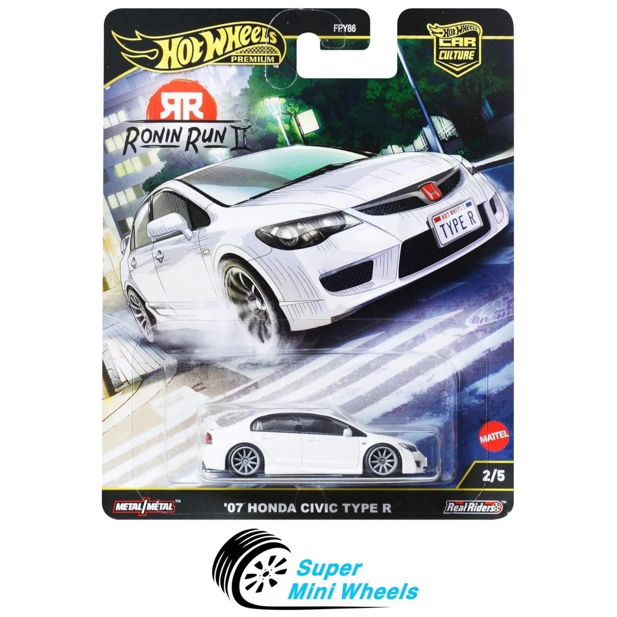 Hot Wheels Premium '07 Honda Civic Type R White Car Culture Ronin