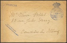 Spain. Alfonso XIII. Cover 1917. Madrid To Caudebec Les Elbeuf (France). Brand