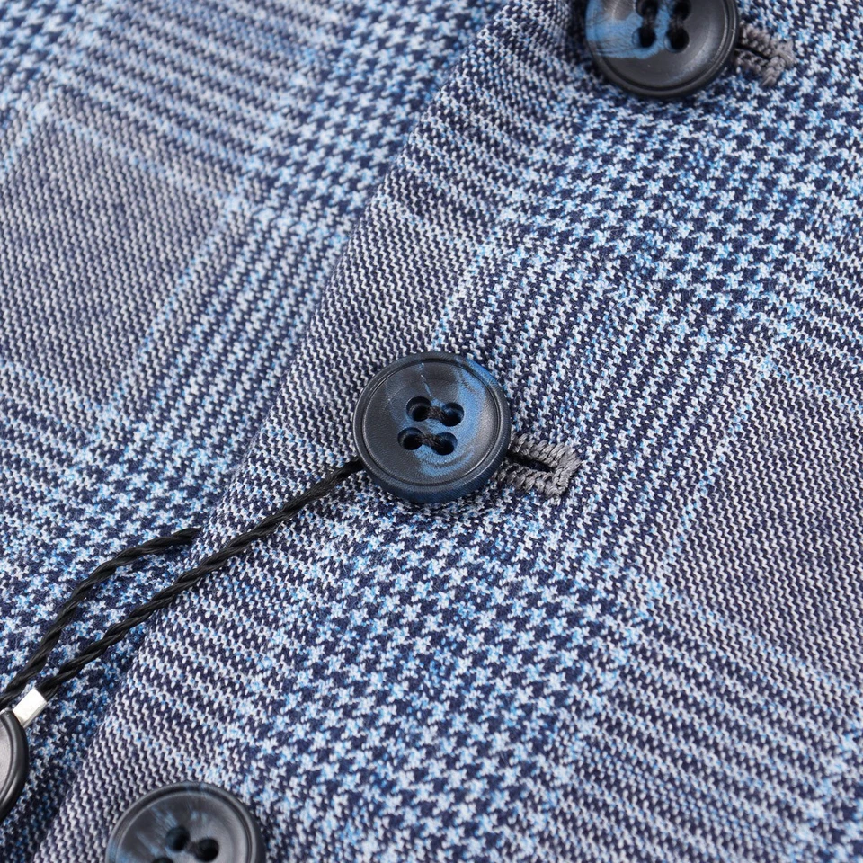 Chaleco Kiton Napoli Azul Cielo-Gris Cuadros Lana Cachemira 40 (UE 50) NUEVO CON ETIQUETAS Foto 2 de 4