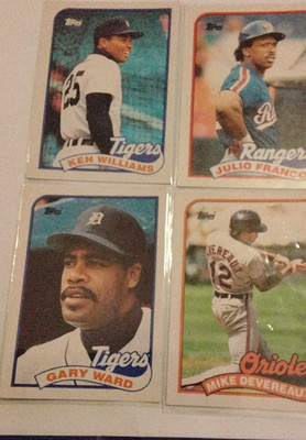 baseball Cards - Topps Ken Williams, Julio Franco, Gary Ward, Devereaux (4)