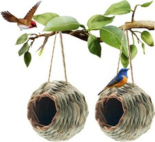 Humming Bird Houses for Outdoor Hanging, Natural Grass Bird Hut,Hand Woven Hummi