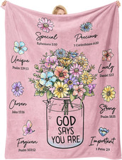 Christian Gifts for Women, Pink Christian Blanket with Flowers, Birthday Gifts f