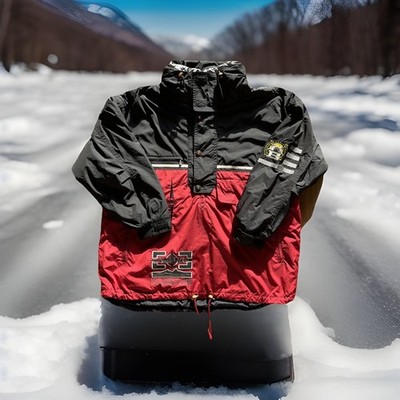 Willy Bogner Vintage Ski Jacke Blouson Schwarz Rot Größe L 90er Mode Fashion