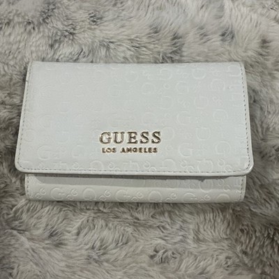 NEW GUESS Women's Logo Print Wallet Clutch Bag White