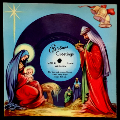 Vintage Melodie Weihnachtskarte 50er Jahre Spielscheibe, MX21 - ''Ava Maria''