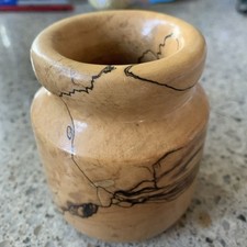 Vintage Hand Turned Small Wood Bud Vase Vessel MCM 3.5  Signed Maple Burl Nice 