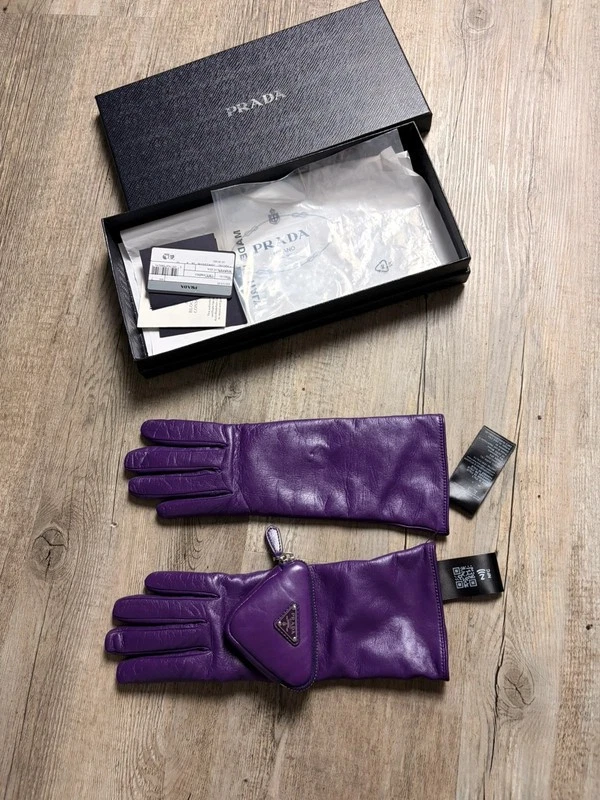 Prada Raf Simons Nappa Leather Pouch Gloves - Purple "Ciclamino" (Size 7)