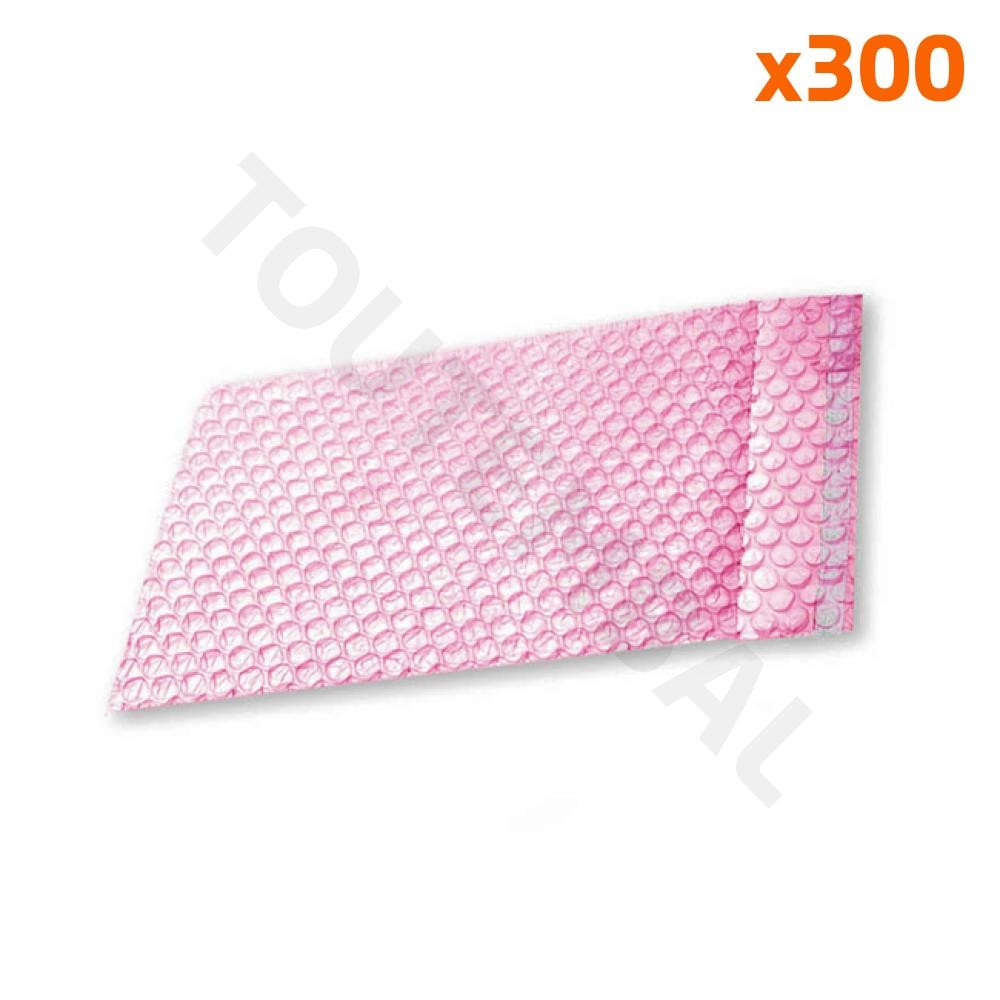 Pochette bulles antistatique rose sachet emballage ESD adhésif 100x200 mm