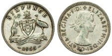 Australia - 6 Pence 1955 - Elizabeth II, Silver