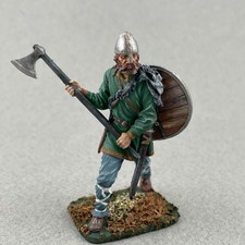 Viking attacking with Axe 54 mm 1/32, Painted tin toy soldier, Medieval warrior