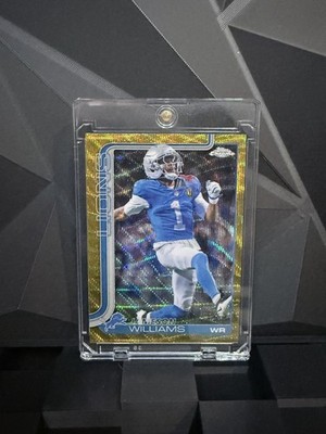 2025 Topps Chrme Jameson Williams /50 Gold Wave Refractor #97 Jersey mtch/Booken