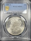 1885-S Morgan Silver Dollar $1 PCGS MS61 Uncirculated Better Date