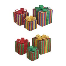 3x Christmas Lighted Gift Boxes Christmas with LED Lights Decorative Glowing