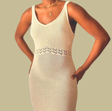White/Beige knit beach cover up dress maxi Old Navy