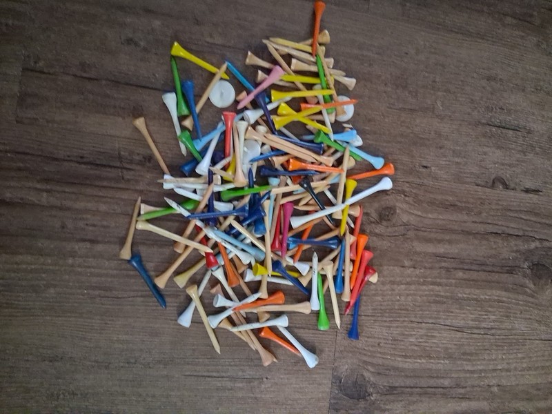 Vintage Wooden Golf Tees—Various sizes various shapes and plastic too!