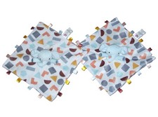 LOT OF 2 Parents Choice Elephant Baby Blanket Geometric Shapes Blue Brown gray