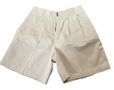 Lizsport Womens Vintage Pleated Khaki Shorts Size 12 Cotton 80s Mom Shorts
