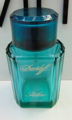 DAVIDOFF RELAX aftershave cologne empty REFILLABLE big splash bottle W/ back ART