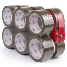 BOMEI PACK Brown Packing Tape with Dispenser, 2.6 mil 1.88 inch x 55 Yards 12...