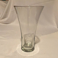 Clear Glass Trumpet Flower Vase, Decorative Freestanding Flared Design