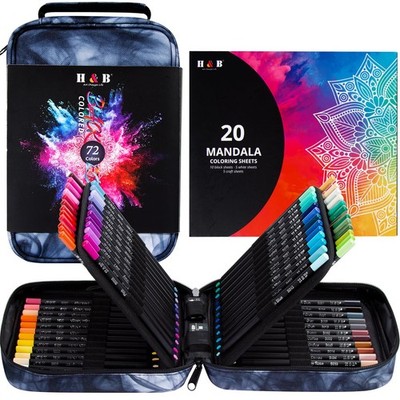 H&B Buntstift Set 72 Teile mit Mandala Malblätter Kunstbedarf Zeichnen