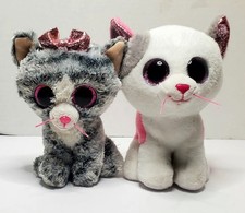 Lot of 2 TY Beanie Boos Velve Milena & Silk Kiki Plush Cats Rare Collectible