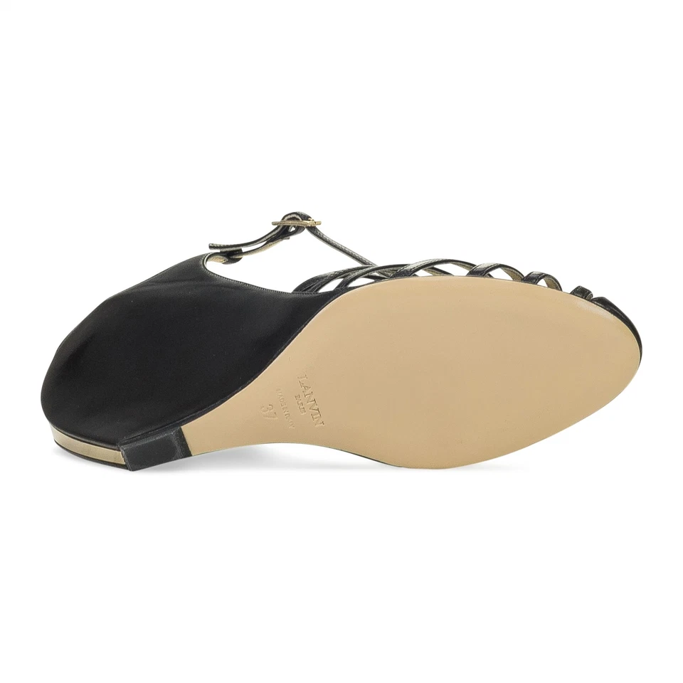 НОВЫЙ В КОРОБКЕ LANVIN ЧЕРНЫЙ БАНАН КАБЛУК НА ТАНКЕТКЕ САНДАЛИИ 90 ММ КАБЛУКИ РАЗМЕР 37 $1090 - Изображение 3 из 4