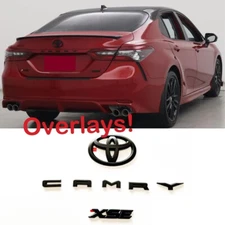 NEW 3PS 2018-2024 TOYOTA CAMRY XSE MATTE Black EMBLEM OVERLAY KIT 8th GEN CAMRY
