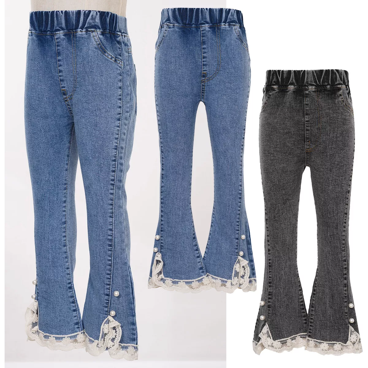 Gubotare Girl Pants Girls High Waisted Straight Leg Jeans Denim Long Pants  (Blue,9-10 Years) - Walmart.com