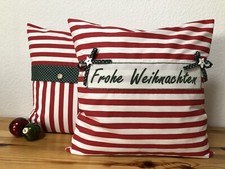 1 Weihnachtliche Kissenhülle,Landhausstil Kissenbezug, 50x50cm. rot/grün