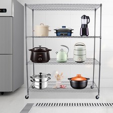 4 Tier Adjustable Floor Mount Storage Shelving Unit Steel Organizer Wire Rack