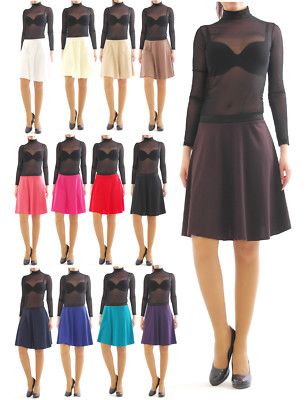 Swing Gonna Midi Vita Alta Gonna con Pieghe Elastico Al Ginocchio