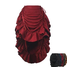 Gothic Women Steampunk Skirt Victorian High-Low Bustle Skirt Renaissance Pirate