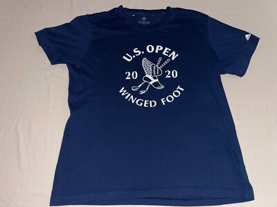 Adidas 2020 US Open Winged Foot T Shirt Cotton/Poly Blue Mens XL NWOT!