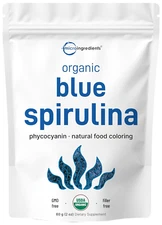 Organic Blue Spirulina Powder, Phycocyanin, Vegan Protein, Natural Food Coloring