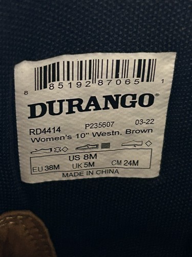 Durango 10" RD4414 Western Lady Rebel Pull On Leather Boots Women's Size 8M -NIB - Picture 15 of 19