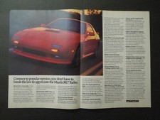 1989 MAZDA RX-7 TURBO SPORTS CAR 2-Page Magazine Ad