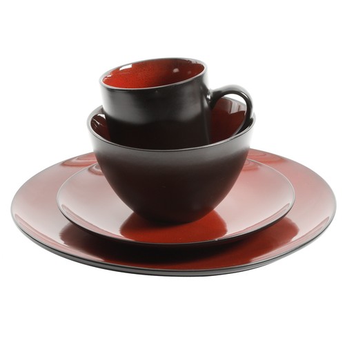 Gibson Soho Lounge Round 16-Piece Dinnerware Set - Red - Picture 5 of 6