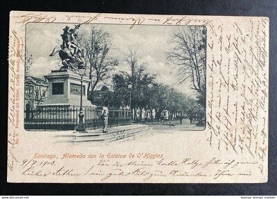 AK Litho Santiago Chile, Alameda con la Estatua de O'Higgins gestempelt Santiago